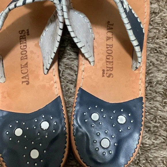 Jack Rogers woman flip flop sandal navy blue & white size 9 - Picture 4 of 7
